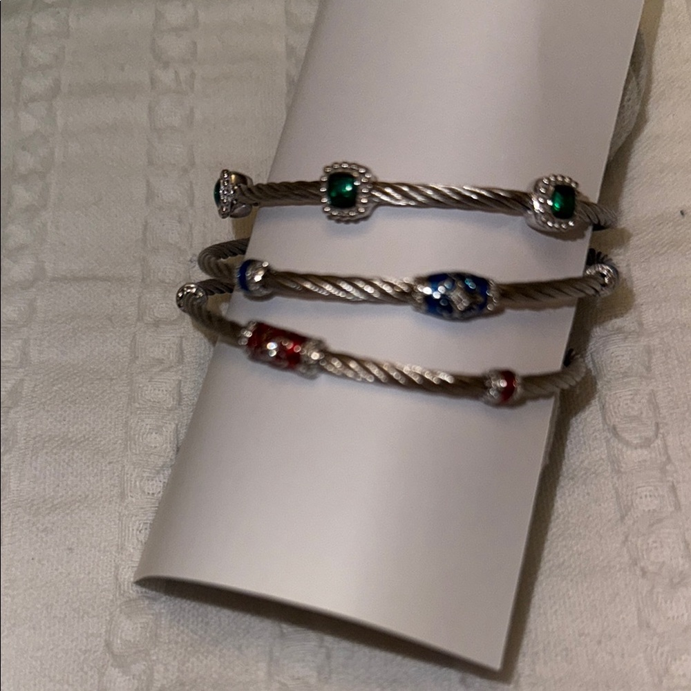 Gabriel & Co. 925/Stainless Steel Cable Bangles